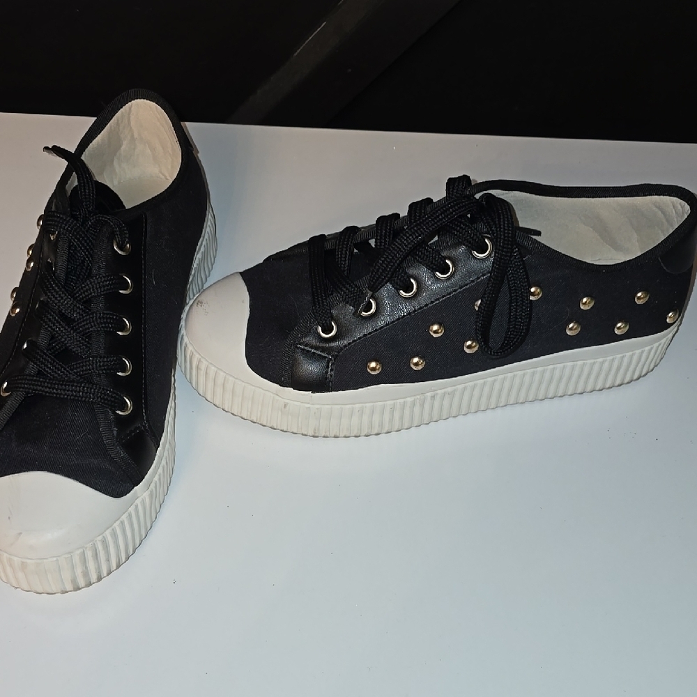 Black Studded Women's Sneakers